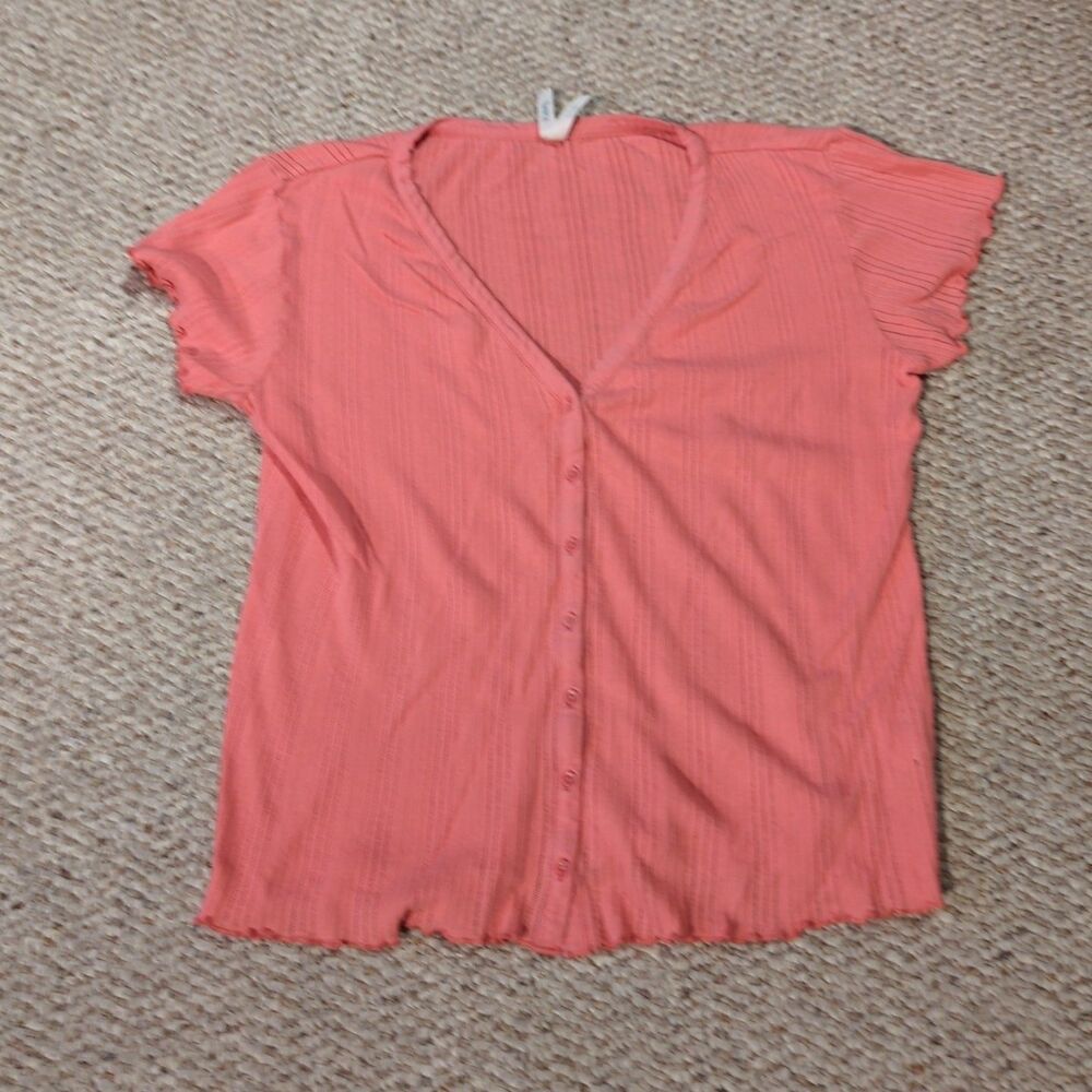 Pact Button Up Front Top Womens Small Pink 100% Organic Cotton Lightweight